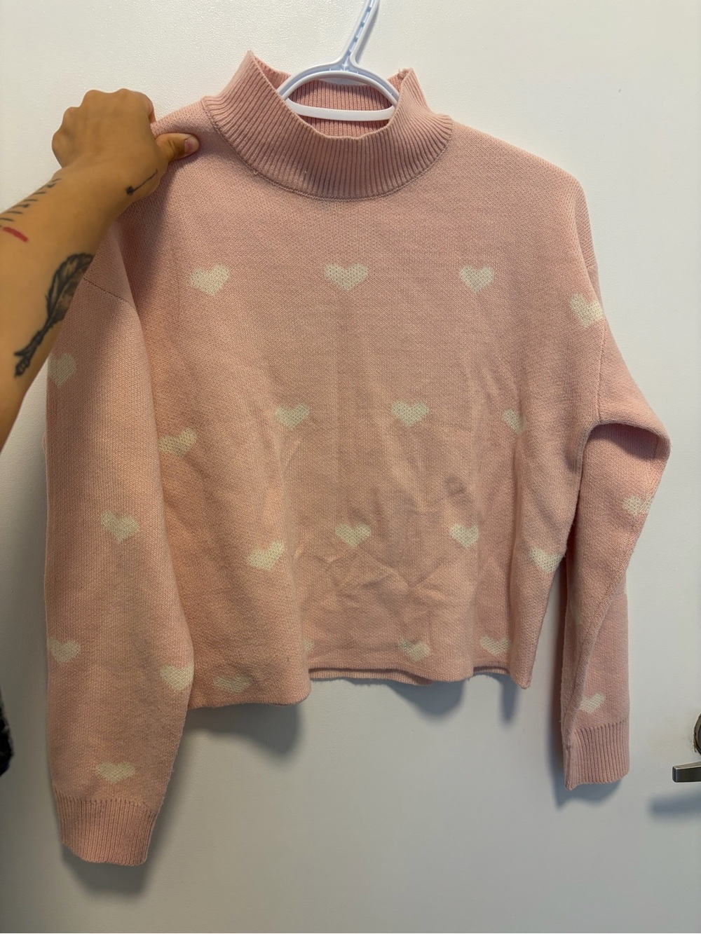 Urban Heritage Pink Heart Turtleneck Sweater